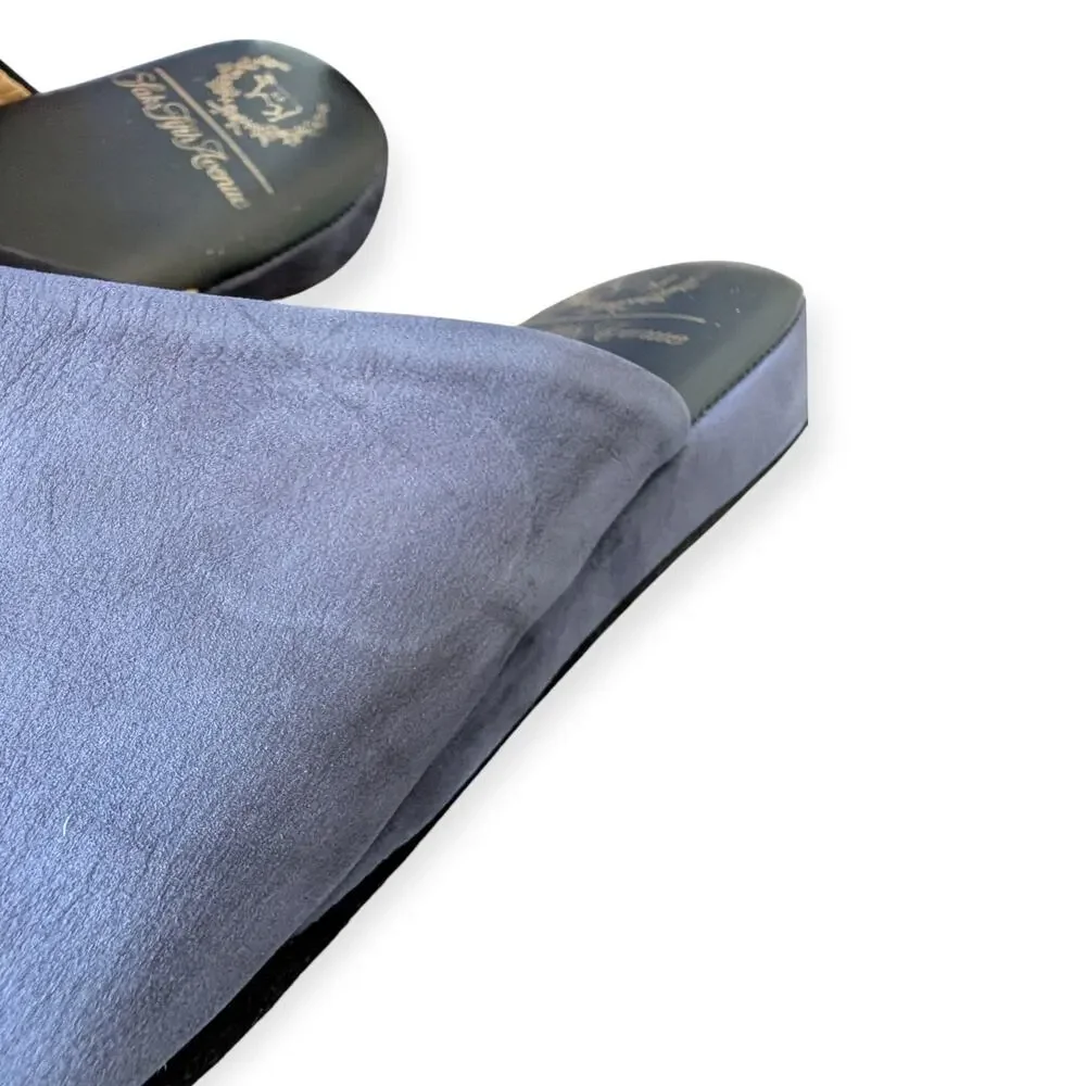 Del Toro x Saks Fifth Avenue Dog Embroidered Navy Blue House Slippers Mens 10.5